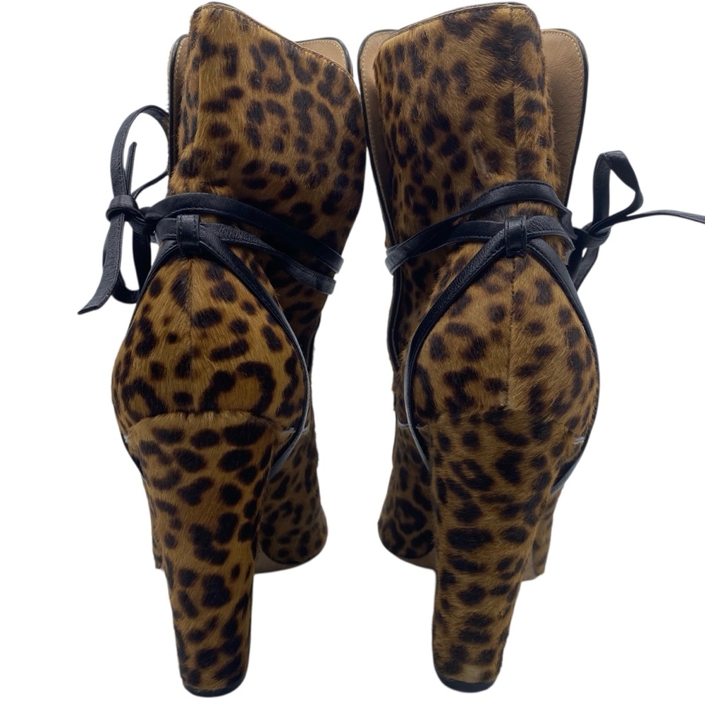 Sergio Rossi Womens Shoes Leopard Heeled Boots Sz 11 Leather Calf Hair Italy - Picture 6 of 12